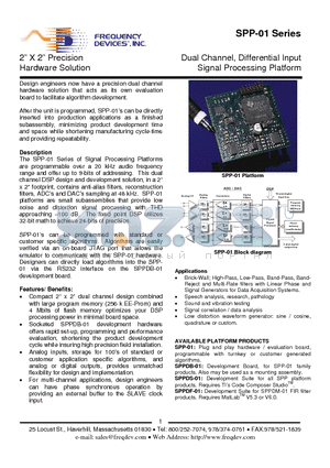 SPP-01 datasheet - Dual Channel, Differential Input Signal Processing Platform