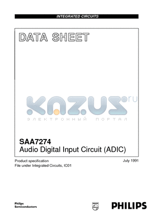 SAA7274 datasheet - Audio Digital Input Circuit ADIC
