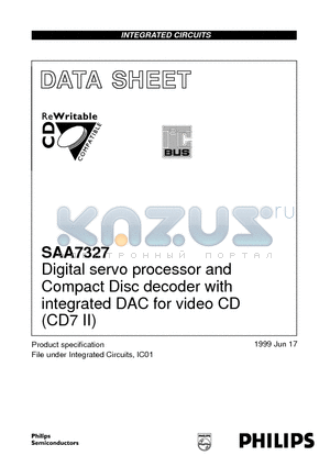 SAA7327 datasheet - Digital servo processor and Compact Disc decoder with integrated DAC for video CD CD7 II