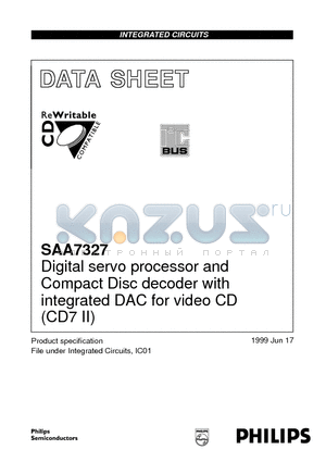 SAA7327H datasheet - Digital servo processor and Compact Disc decoder with integrated DAC for video CD CD7 II