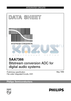 SAA7366T datasheet - Bitstream conversion ADC for digital audio systems
