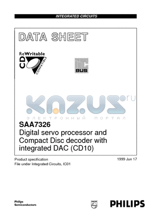 SAA7326 datasheet - Digital servo processor and Compact Disc decoder with integrated DAC CD10