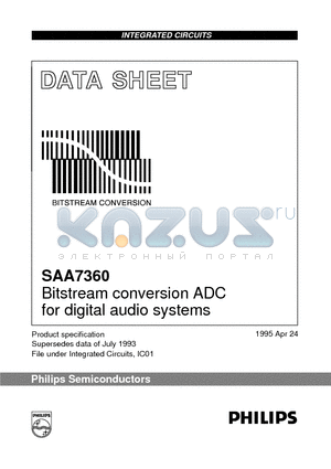 SAA7360GP datasheet - Bitstream conversion ADC for digital audio systems