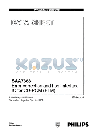 SAA7388 datasheet - Error correction and host interface IC for CD-ROM ELM