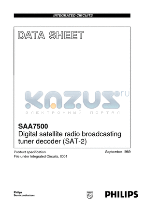 SAA7500 datasheet - Digital satellite radio broadcasting tuner decoder SAT-2