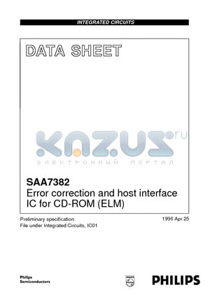 SAA7382 datasheet - Error correction and host interface IC for CD-ROM ELM