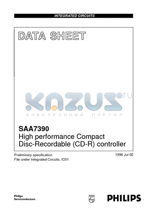 SAA7390GP datasheet - High performance Compact Disc-Recordable CD-R controller