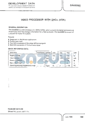 SAA9060 datasheet - Video processor with DACs