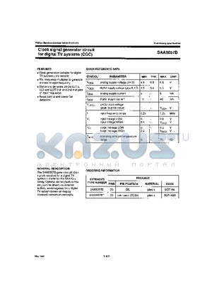 SAA9057B datasheet - CLOCK SIGNAL GENERATOR CIRCUIT FOR DIGITAL TV SYSTEMS(CGC)