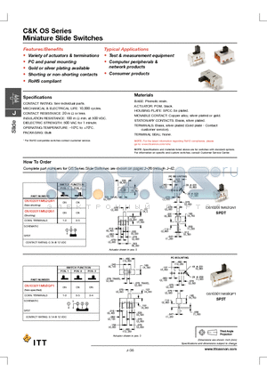 OS103012MU2QP1 datasheet - Miniature Slide Switches