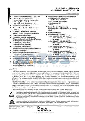 MSP430F4619IPZR datasheet - MIXED SIGNAL MICROCONTROLLER