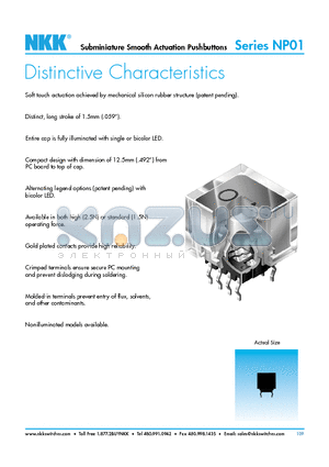 NP0115AG03LF-JF datasheet - Subminiature Smooth Actuation Pushbuttons