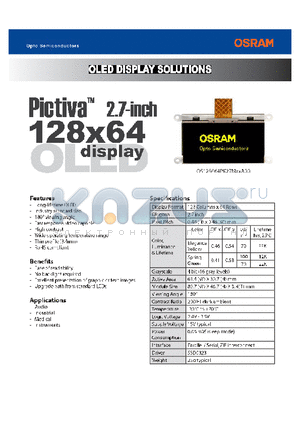 OS128064PK27MY0B00 datasheet - OLED DISPLAY SOLUTIONS