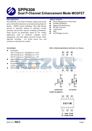 SPP6308 datasheet - Dual P-Channel Enhancement Mode MOSFET