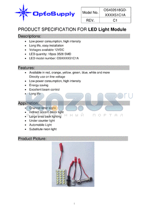 OS402618GD-M54LS1C1A datasheet - PRODUCT SPECIFICATION FOR LED Light Module