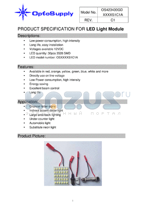 OS423430GD-Y5PAS1C1A datasheet - PRODUCT SPECIFICATION FOR LED Light Module