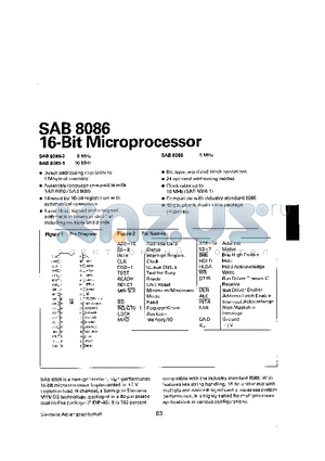 SAB8086 datasheet - 16-BIT MICROPROCESSOR