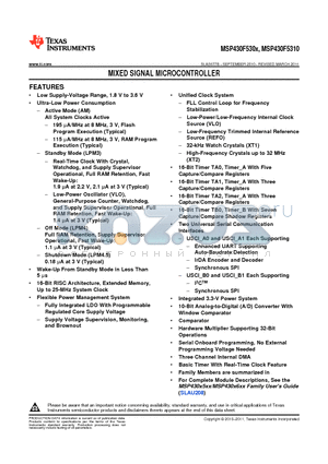 MSP430F5308IRGC datasheet - MIXED SIGNAL MICROCONTROLLER