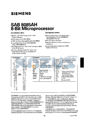SAB8085AH datasheet - 8-Bit Microprocessor