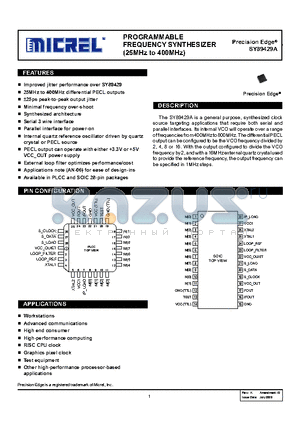 SY89429AJC datasheet - PROGRAMMABLE FREQUENCY SYNTHESIZER (25MHz to 400MHz)