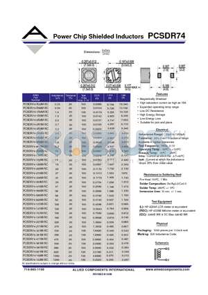 PCSDR74-471M-RC datasheet - Power Chip Shielded Inductors