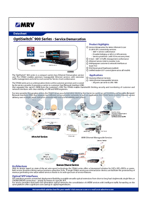 OS910-DC-1 datasheet - OptiSwitch^ 900 Series - Service Demarcation