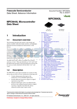 PPC5643LFF0MLQ1 datasheet - High-performance e200z4d dual core