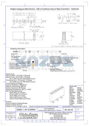 SMBC-1-SS datasheet - .100 cl Single Row Surface Mount Box Contact - Vertical