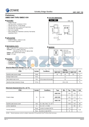 SMBC104H datasheet - Schottky Bridge Rectifier Preliminary