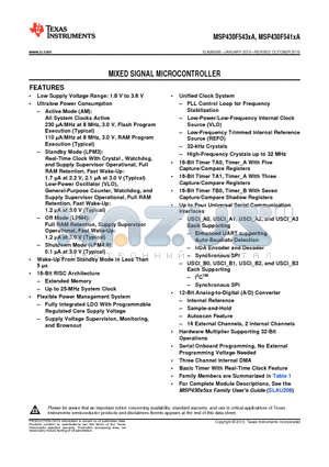 MSP430F5419AIZQW datasheet - MIXED SIGNAL MICROCONTROLLER