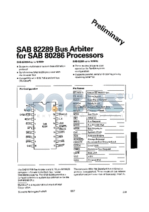 SAB82289-P datasheet - Bus Arbiter for SAB80286 Processors