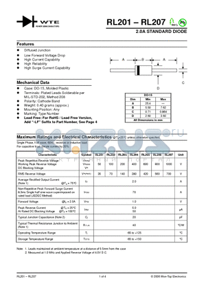 RL203-T3 datasheet - 2.0A STANDARD DIODE