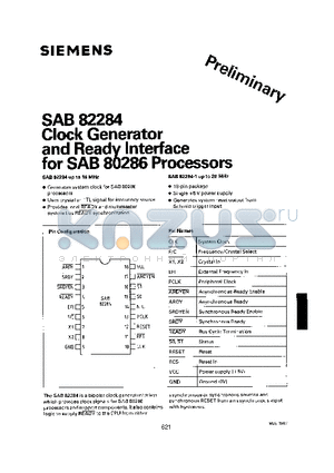 SAB82284-P datasheet - clock generator and ready interface for sab 80286 processors