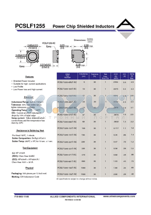 PCSLF1255-330T-RC datasheet - Power Chip Shielded Inductors