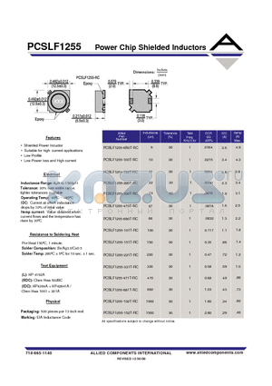 PCSLF1255-6R0T-RC datasheet - Power Chip Shielded Inductors