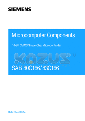 SAB83C166-5M-T3 datasheet - 16-Bit CMOS Single-Chip Microcontroller