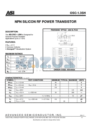 OSC-1.3SH_07 datasheet - NPN SILICON RF POWER TRANSISTOR