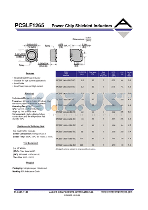 PCSLF1265-100T-RC datasheet - Power Chip Shielded Inductors
