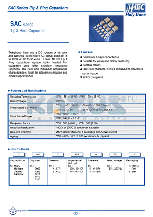 SAC datasheet - Tip & Ring Capacitors