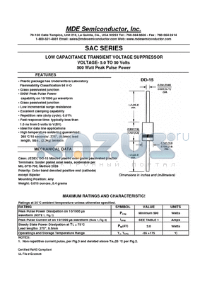 SAC10 datasheet - LOW CAPACITANCE TRANSIENT VOLTAGE SUPPRESSOR