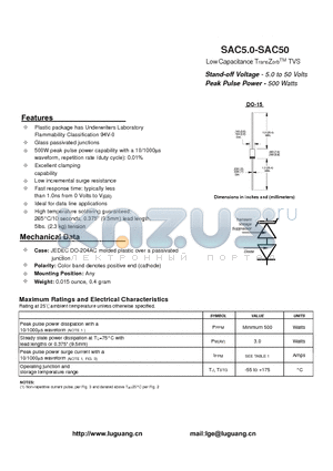 SAC12 datasheet - Low Capacitance TransZorbTM TVS