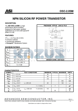 OSC-2.0SM datasheet - NPN SILICON RF POWER TRANSISTOR