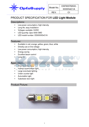 OSF003702GD-B5STS4C1A datasheet - PRODUCT SPECIFICATION FOR LED Light Module