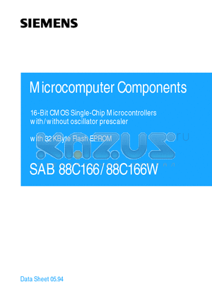 SAB88C166-5M datasheet - 16-Bit CMOS Single-Chip Microcontrollers with/without oscillator prescaler with 32 KByte Flash EPROM