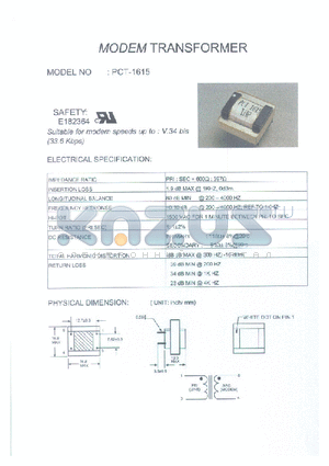 PCT-1615 datasheet - MODEM TRANSFORMER