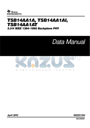 TSB14AA1A datasheet - 3.3 V IEEE 1394-1995 BACKPLANE PHY