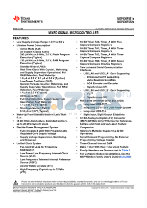 MSP430F5513IZQER datasheet - MIXED SIGNAL MICROCONTROLLER