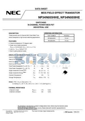 NP34N055HHE datasheet - SWITCHING N-CHANNEL POWER MOS FET INDUSTRIAL USE