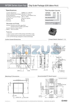 NP284-26409N datasheet - Chip Scale Package (CSP, 0.50mm Pitch)