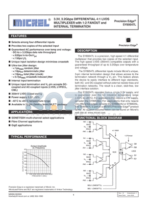 SY89547LMGTR datasheet - 3.3V, 3.2Gbps DIFFERENTIAL 4:1 LVDS MULTIPLEXER with 1:2 FANOUT and INTERNAL TERMINATION
